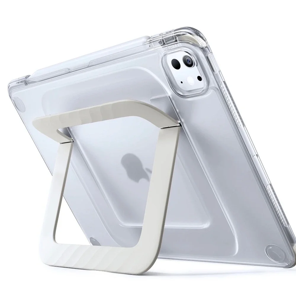 Torras Clear Tablet Case for iPad Pro 11 with White Integrated Kickstand Stylus